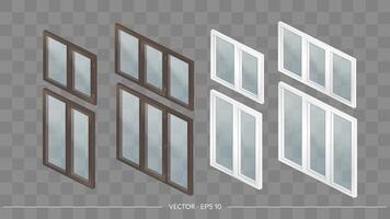 Three different types of windows on a transparent background vector