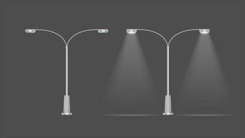 A set of Metallic lanterns that shine. Lamp post with realistic light. Vector. vector