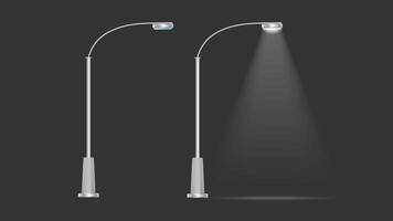 Two street lights with a spotlight on a dark background vector
