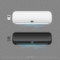 Set of air conditioners 3d. Realistic air conditioner. vector