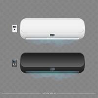 Set of air conditioners 3d. Realistic vector air conditioner.