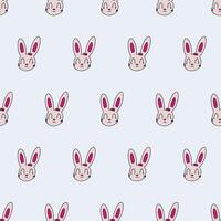 Seamless pattern. Funny hare. Rabbit with a pink bow. Suitable for backgrounds, postcards, and wrapping paper. Vector. vector