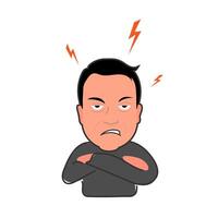 A cartoon man with lightning bolts coming out of his head vector
