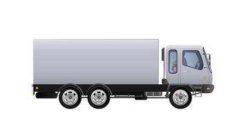 A white truck with a flatbed on a white background vector