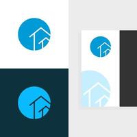 logotipo de la casa de bienes raíces minimalista azul vector