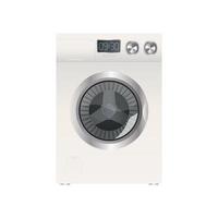 White washing machine isolated on a white background. Realistic vector washing machine.