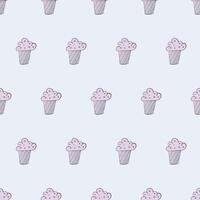 Seamless pattern with cupcake. Festive cupcake in a flat style. Endless background. Good for backgrounds, postcards and wraps designs. Vector. vector