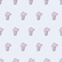 Seamless pattern with cupcake. Festive cupcake in a flat style. Endless background. Good for backgrounds, postcards and wraps designs. Vector. vector