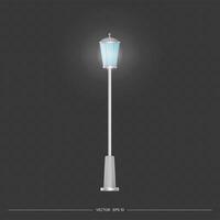 Metallic lanterns that shine. Lamp post with realistic light. Vector. vector