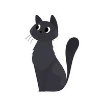 Sad black cat. Suitable for stickers and postcards. Isolated. Vector. vector