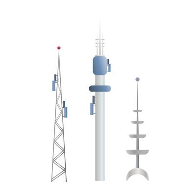 Communication towers isolated on a white background. Vector.