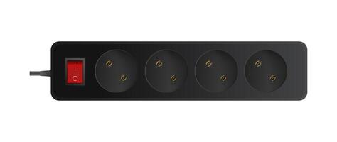 Black extension cord with two sockets. Portable socket. Realistic style. . vector