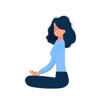 Side view of a meditating girl. The girl practices yoga. Isolated on a white background. Vector. vector
