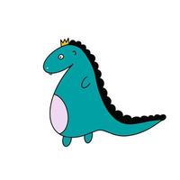 Giggling dinosaur in flat style. Green dinosaur icon. Good for postcards, stickers and children's books. Vector. vector