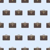 A pattern of brown suitcases on a blue background vector
