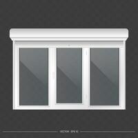Open roller shutter on the euro window. Realistic euro window with roller shutters vector. vector