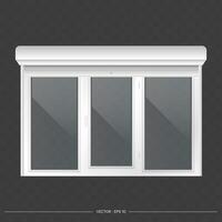 Open roller shutter on the euro window. Realistic euro window with roller shutters vector. vector