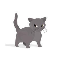 Sad gray cat. Suitable for stickers and postcards. Isolated. Vector. vector