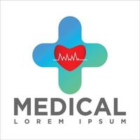 Medical Logo- love and plus icon vector illustration