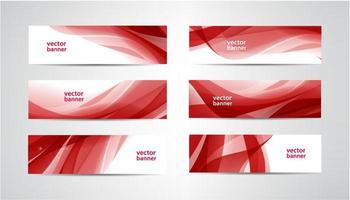 vector conjunto de encabezados ondulados de seda abstractos, banderas rojas. utilizar para sitios web, anuncios, folletos, volantes.