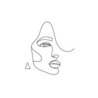 Vector linear face art, woman portrait Continuous line, fashion beauty concept, woman minimalist, illustration pretty sexy