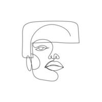 Vector linear face art, woman portrait Continuous line, fashion beauty concept, woman minimalist, illustration pretty sexy. 60s style.