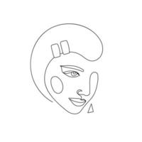 Vector minimalist style portrait. Line, continuous linear woman portrait. Hand drawn abstract feminine print. Use for social net stories, beauty logos, poster illustration, card