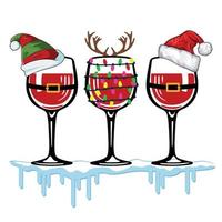 Christmas Wine Glass T-shirt design Let Us Drink Awesome  shirt design vector