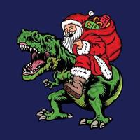 santa claus montando un dinosaurio diseño de camisa divertida santa montando dinosaurio t rex navidad camiseta divertida regalos para cualquier persona que ama a los dinosaurios vector