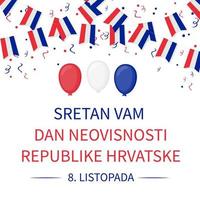 feliz día de la independencia de croacia el 8 de octubre inscripción en idioma croata. plantilla de vector para cartel de tipografía, pancarta, volante, tarjeta de felicitación, etc.