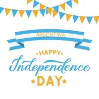 Happy Argentina Independence Day hand lettering. Celebration typography poster. Easy to edit vector template for greeting card, banner, flyer, t-shot, etc.