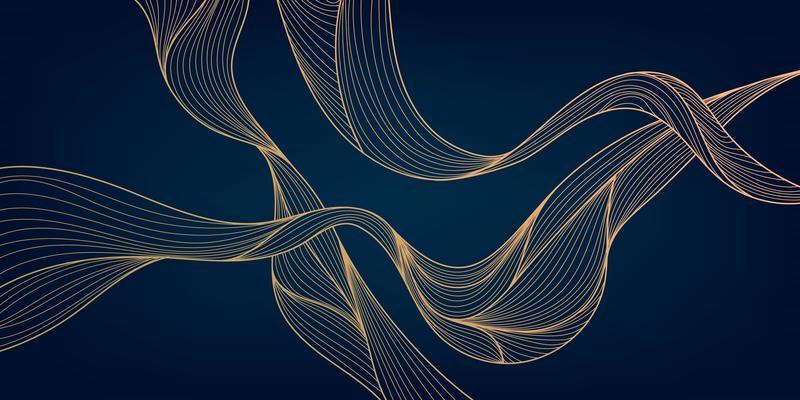 Vector abstract luxury golden wallpaper, wavy line art background. Art Deco Pattern, texture for print, fabric, packaging design. Vintage