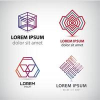 Vector set of abstract shapes, logos, icons isolated.