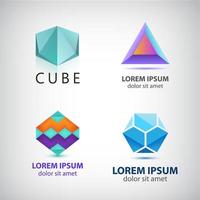 Vector set of abstract shapes, logos, icons isolated.