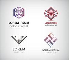 Vector set of abstract line logos, linear geometric