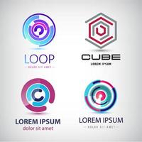 Vector set of abstract colorful loop logos, circle web