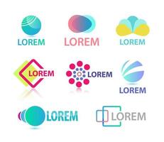 Vector set of abstract colorful logos, icons isolated