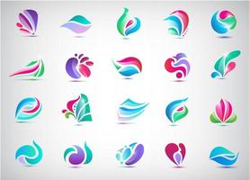 Vector set of abstract wavy logo, spa salon, nature icons isolated. Identity. Spa floral organic logos, eco abstract, dynamic