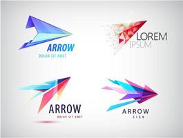 conjunto de vectores de logotipos de flechas abstractas, iconos aislados. logotipo de punto, resumen web, dirección