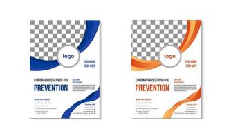 Corona Virus Prevention Awareness Flyer Design vector