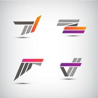 Vector set of abstract stripe ribbon logos, icons