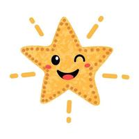 Vector colorful hand draw llustrations of cute star smiling. Use it for your design for greeting cards, nursery, poster, card, birthday party, packaging paper design, baby t-shirts prints