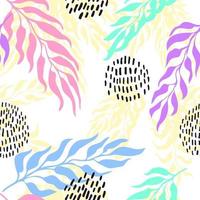 Vector seamless pattern with colorful watercolor illustration of exotic leaves. Use it for wallpaper, textile print, pattern fills, web page, surface textures, wrapping paper, design of presentation