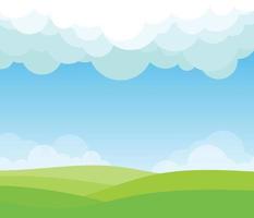 Cloud landscape green mountain outdoor with blue sky vector background