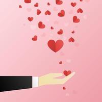 The heart fell on the hand abstract background valentine vector