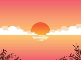 Summer with clouds sunset background vector