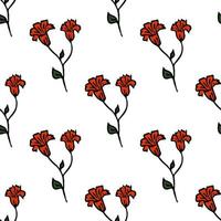 Seamless pattern with red flowers. Floral background. Red flowers isolated on white background vector