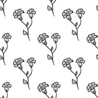 patrón floral transparente. fondo blanco y negro con flores vector