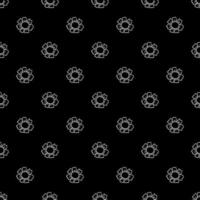 Seamless black pattern with white flowers. Floral background. White flowers isolated on black background vector