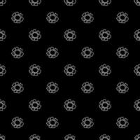 Seamless black pattern with white flowers. Floral background. White flowers isolated on black background vector